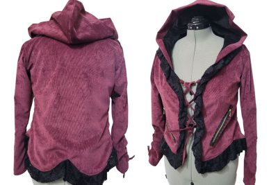 Casaco dupla face com capuz,estilo trançado